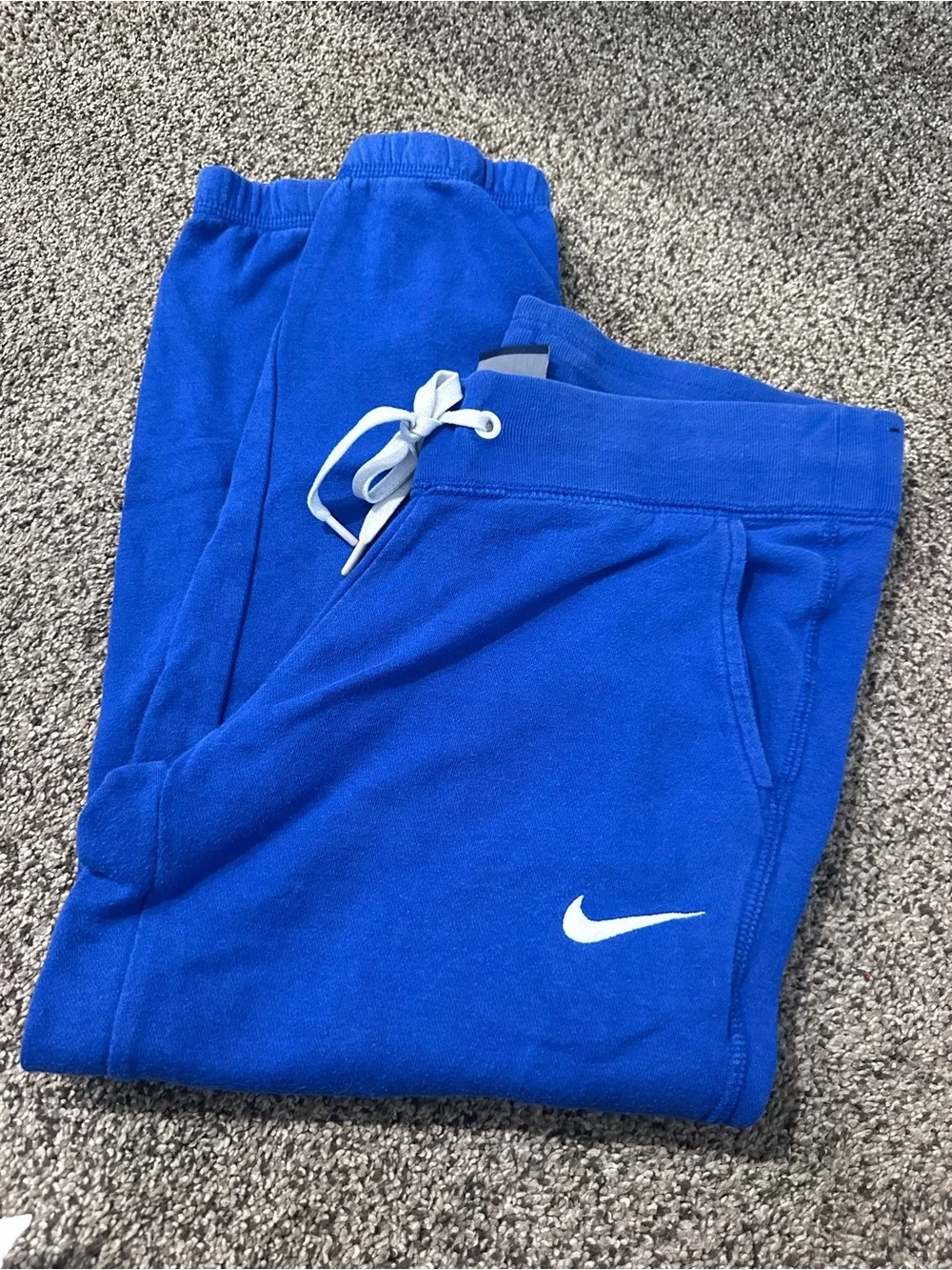 Nike Kids Royal Blue Sweat Joggers with White Swoosh